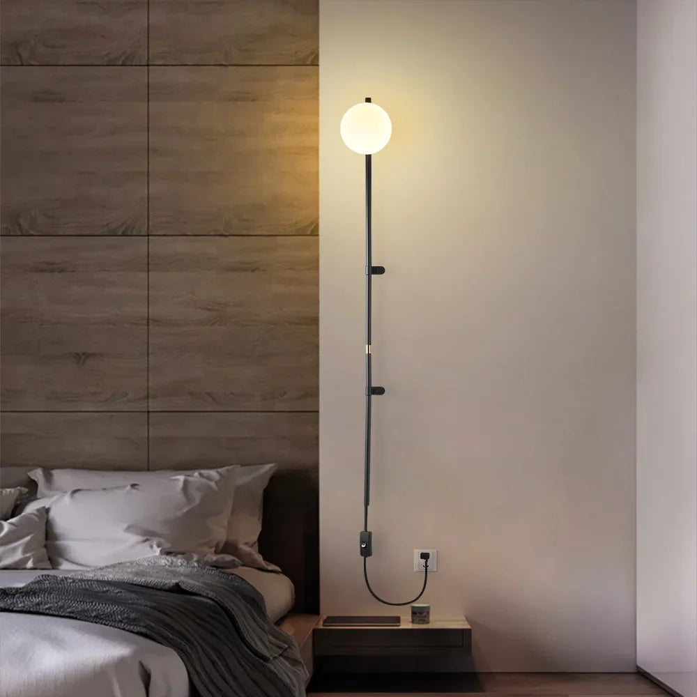 Modern Nordic style glass wall light wireless installation