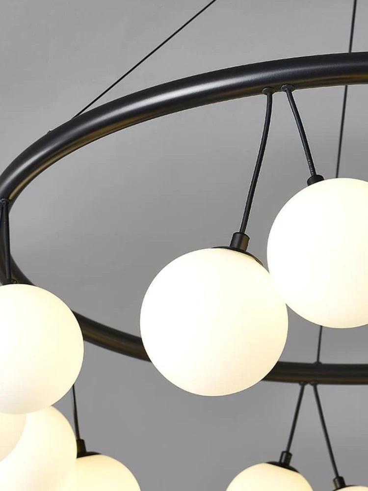 Circular glass designer pendant light for modern interiors - vue 5 sur 9