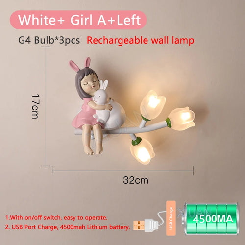 Rechargeable resin wall light for children's bedroom decorative - vue 16 sur 22