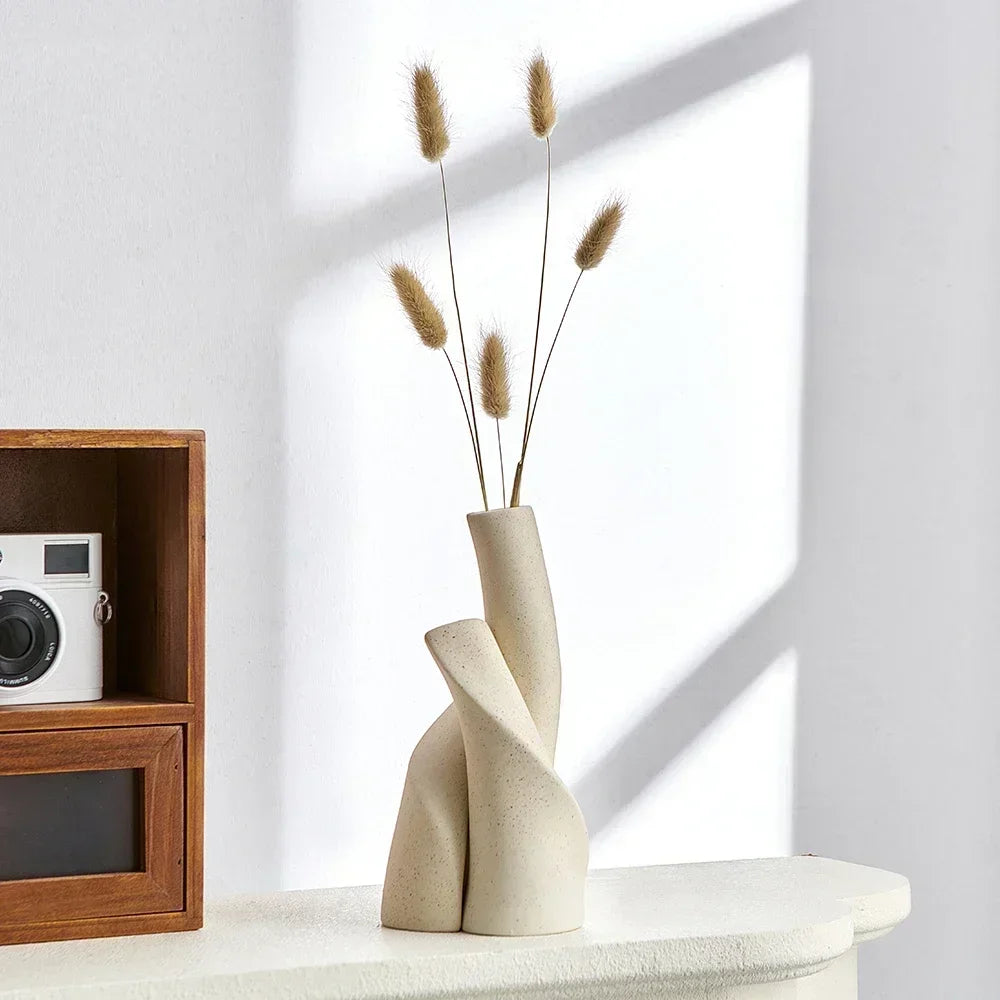 modern handmade frosted ceramic vase for dried flowers