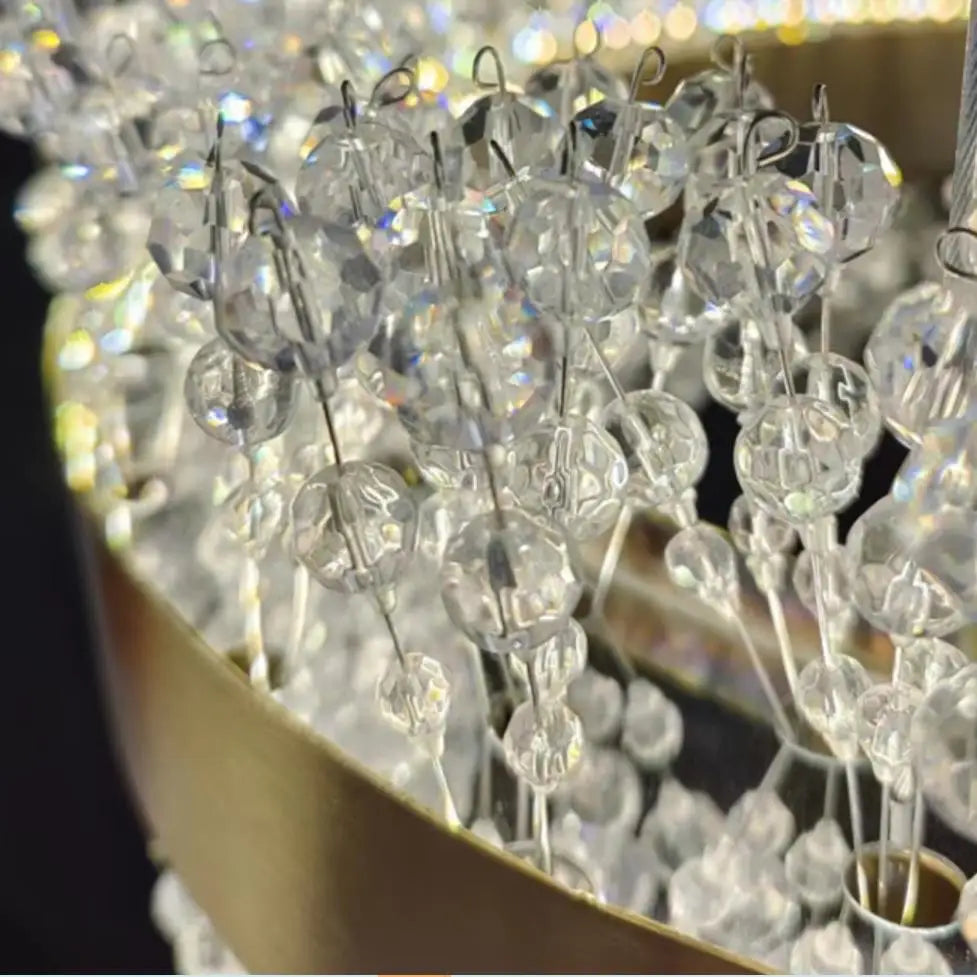 modern crystal chandelier with adjustable gold metal - vue 6 sur 12