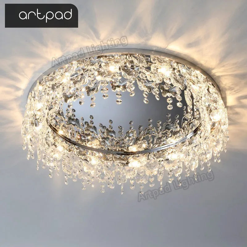 Modern metal crystal design decorative ceiling light for interiors