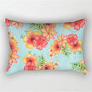 Decorative cushion cover with rainbow, red and pink floral pattern