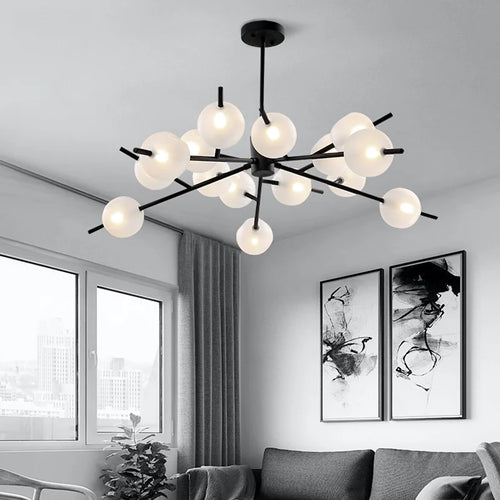 Modern minimalist glass bubble chandelier - vue 2 sur 12
