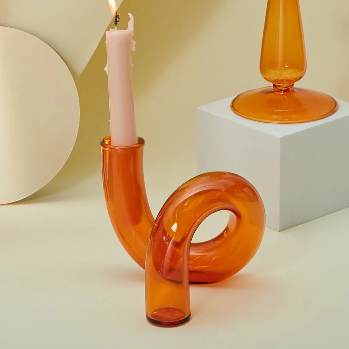 Conical glass candle holder for festive home decoration - vue 10 sur 17