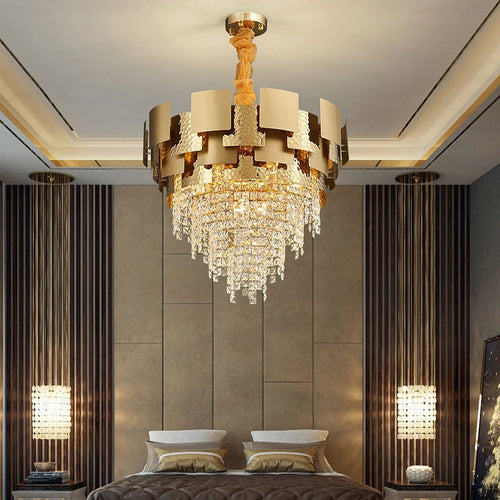 Modern rectangular crystal chandelier for an elegant interior - vue 4 sur 11