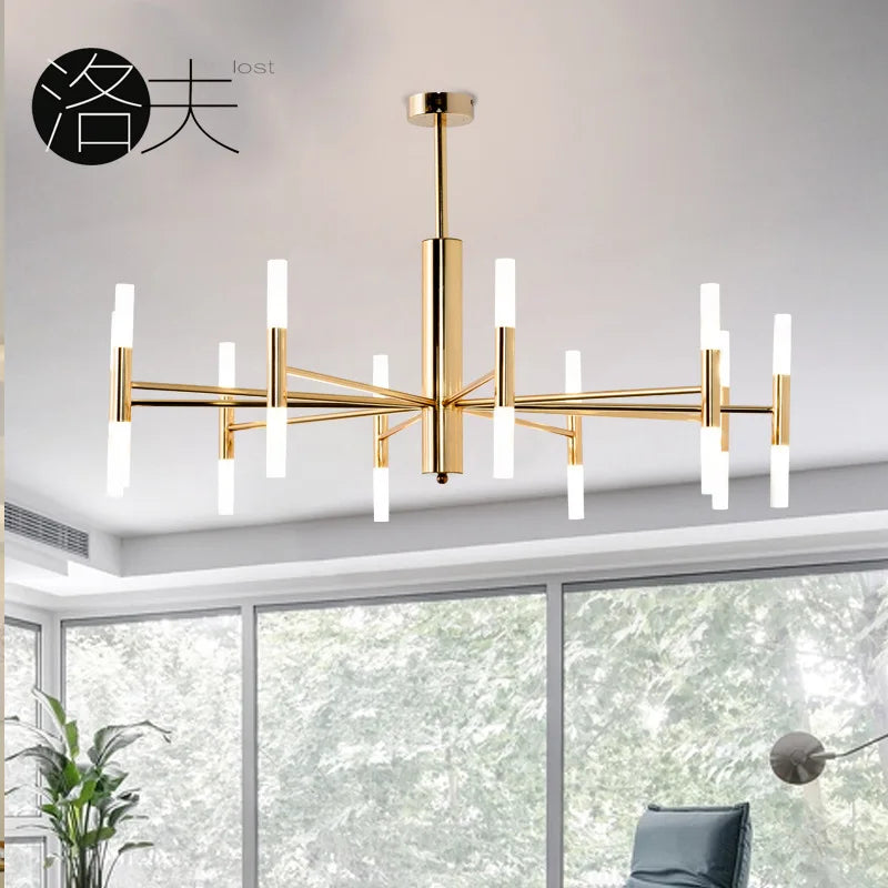 Modern art deco designer pendant chandelier for a bright interior