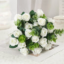 Set of 10 artificial roses bouquet with eucalyptus and peonies decorative