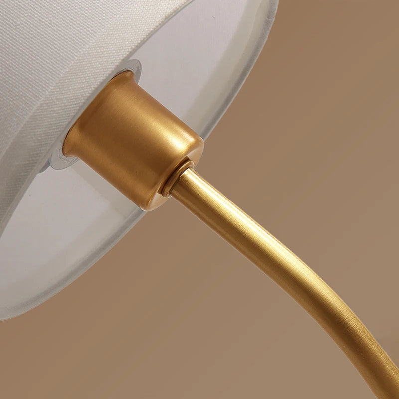 Classic copper wall light with fabric shade