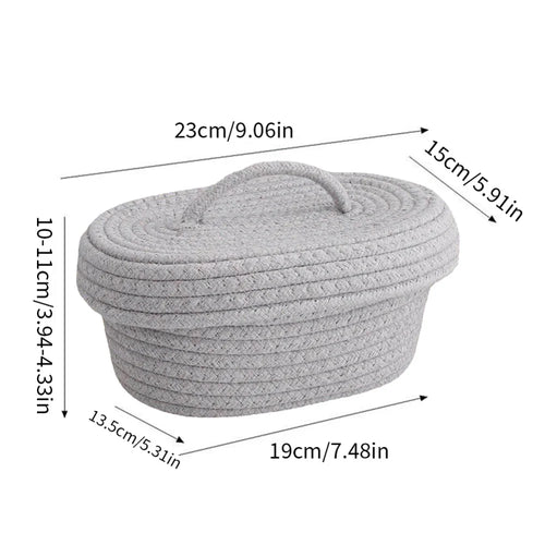 Oval cotton rope baskets for storage and organization - vue 15 sur 18