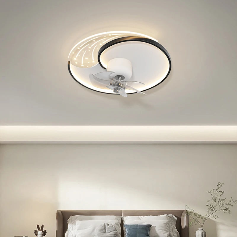 Modern ceiling light with fan and smart mobile lighting