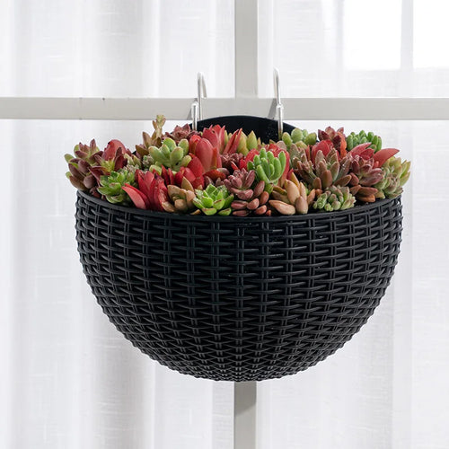 European Wall Mounted Hydroponic Plant Pot, Semi-Circular, Hanging Flower Basket, Balcony, Lazy Wall Mounted, No Drilling, Decor - vue 5 sur 16
