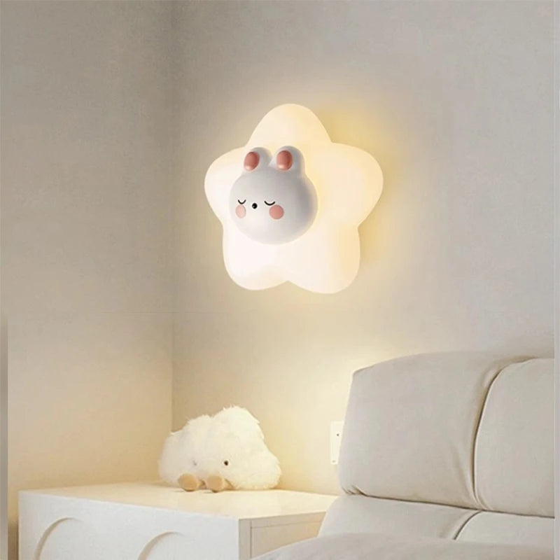 Cute rabbit wall light for children's room modern decor