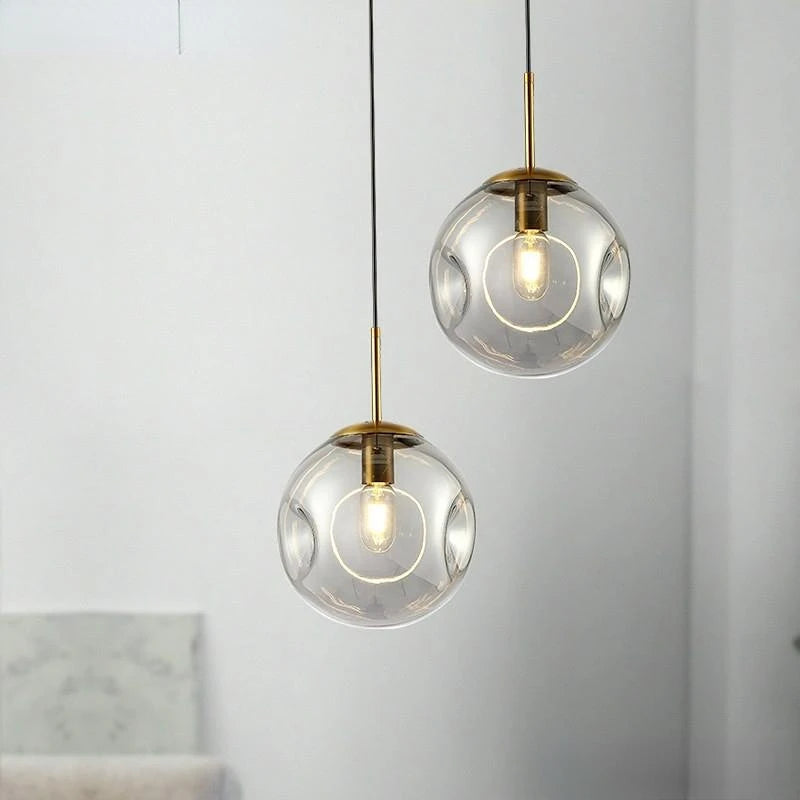 Modern nordic industrial glass ball pendant light - vue 3 sur 8