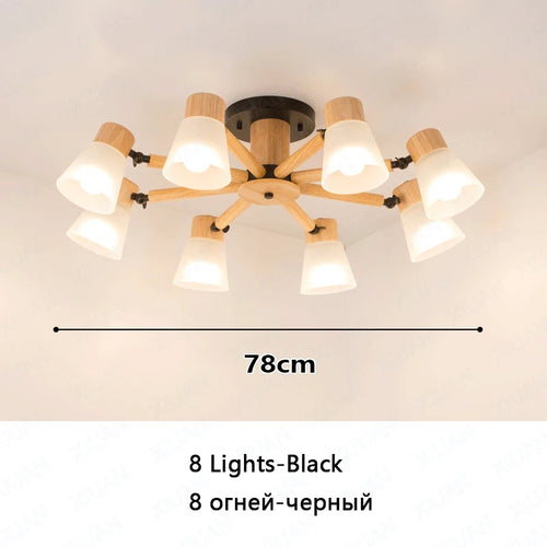 Decorative Nordic glass and wood chandelier - vue 14 sur 14