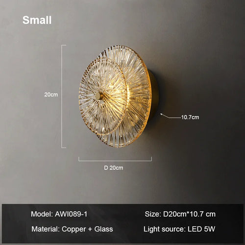 Post-modern glass wall light for interior decoration