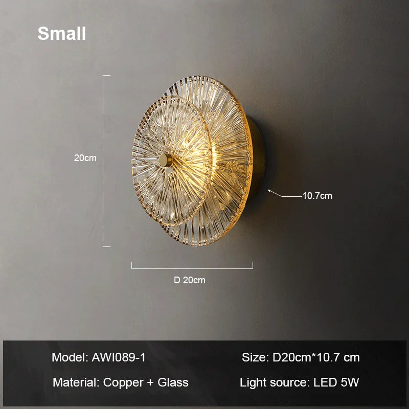 Post-modern glass wall light for interior decoration