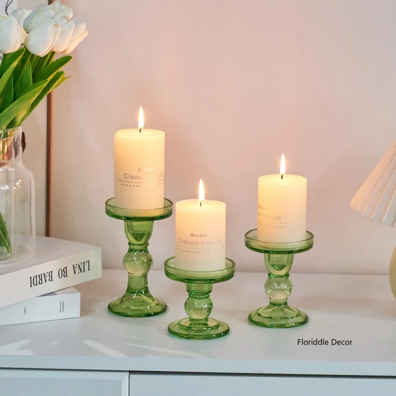 Vintage glass candle holder for wedding and interior decoration