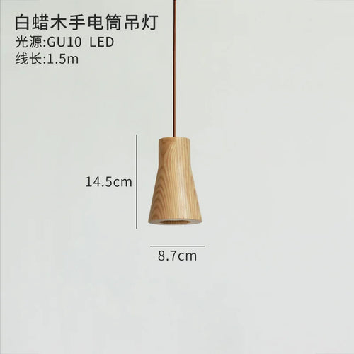 Japanese style wooden pendant light for interior decoration - vue 10 sur 10