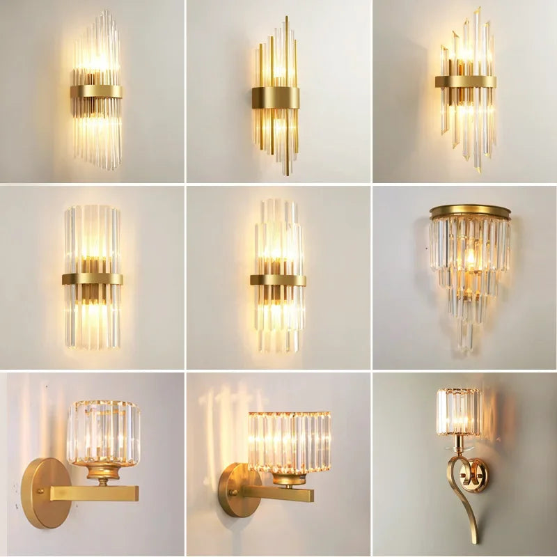 Modern luxury rechargeable crystal wall light