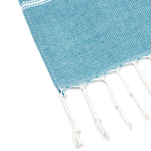 Absorbent Turkish beach towel with stripes and fringes, cotton - vue 8 sur 7
