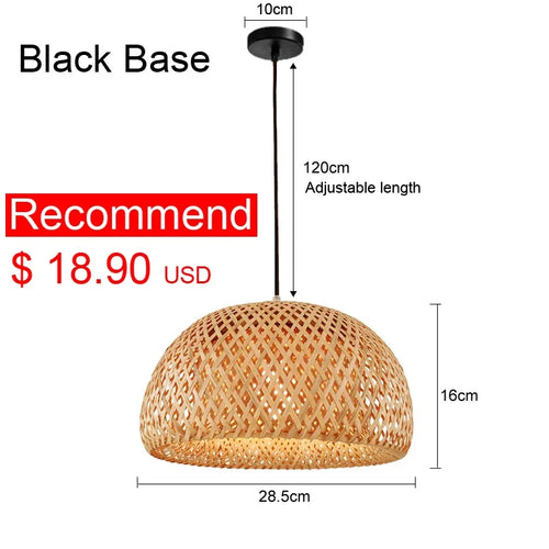 Japanese bamboo chandelier with Chinese style woven rattan - vue 15 sur 15