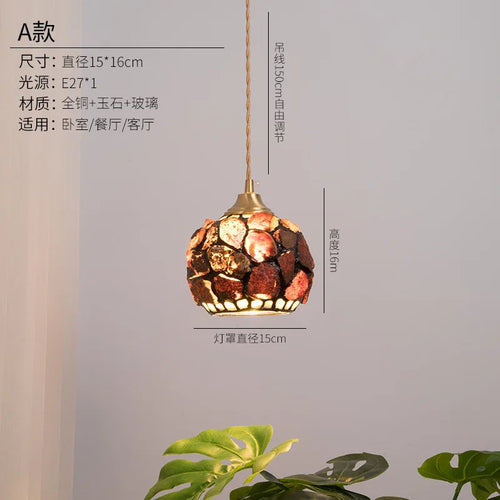 Shell glass pendant light for bohemian nordic decor - vue 10 sur 9