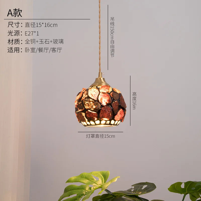 Shell glass pendant light for bohemian nordic decor - vue 9 sur 9