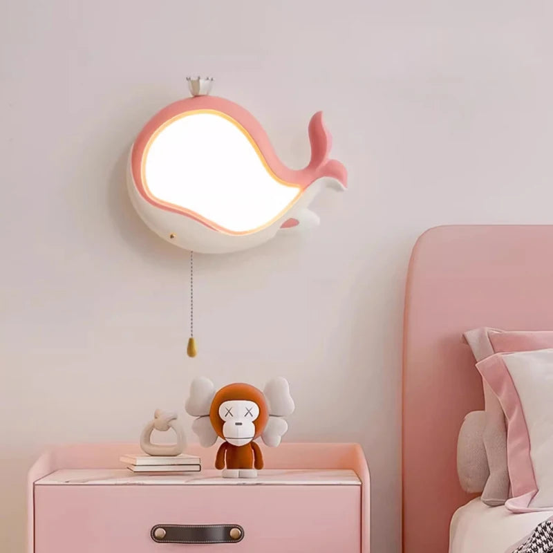 Cute whale wall light for children's room