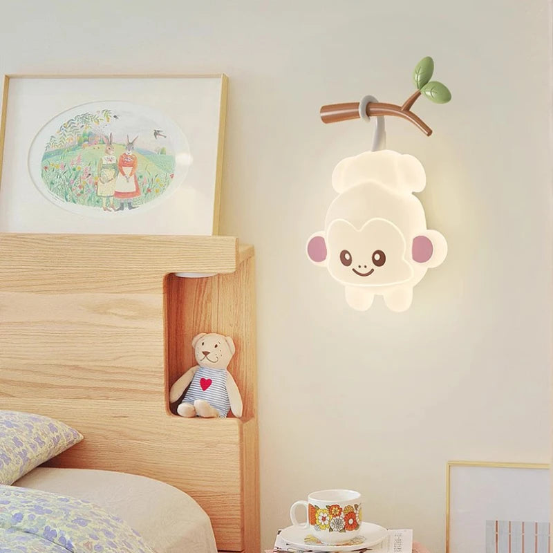 Cute monkey and bear wall light for children