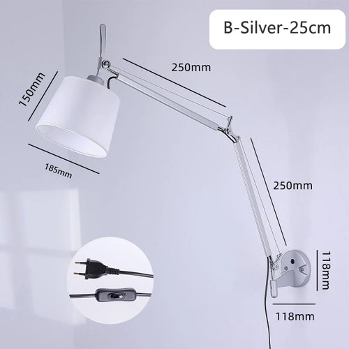 Nordic industrial foldable wall light with long swing arm - vue 11 sur 11