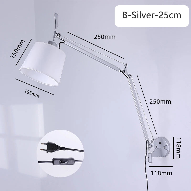 Nordic industrial foldable wall light with long swing arm - vue 10 sur 11