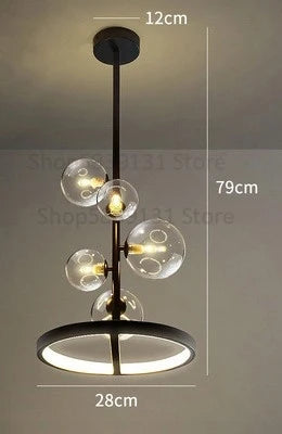 Modern clear glass chandelier with metal bubbles