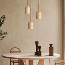 Wood and natural stone pendant light for café or restaurant
