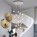 Modern minimalist long acrylic sphere chandelier for nordic villa