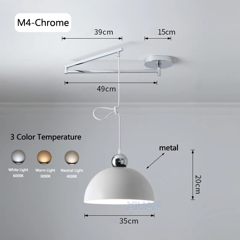 Modern swinging arm LED pendant light - vue 22 sur 30