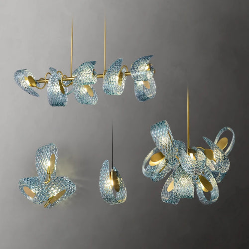 Artistic crystal glass chandelier with gold LED - vue 4 sur 21