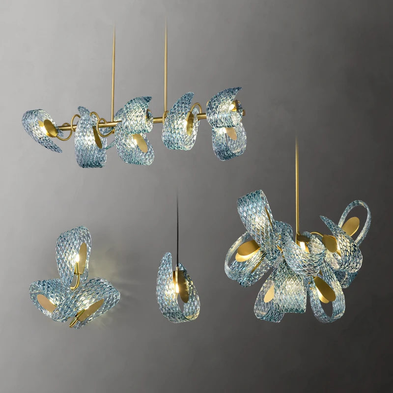 Artistic crystal glass chandelier with gold LED - vue 3 sur 21
