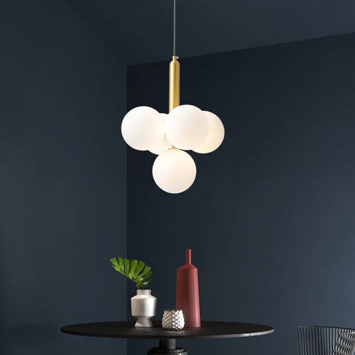 Nordic style milky glass chandelier for interior decoration - vue 3 sur 10