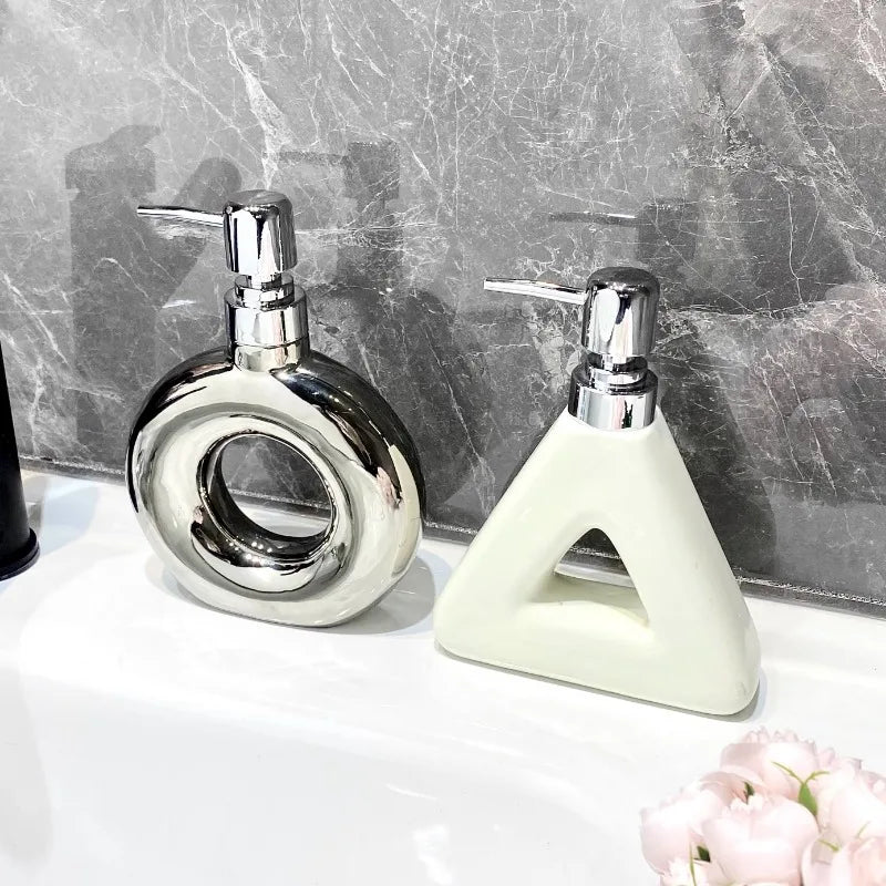 abstract ceramic soap dispenser practical design for bathroom