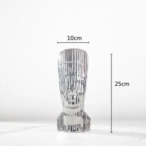 sculpture en verre abstraite avec rayures décoratives pour décoration intérieure