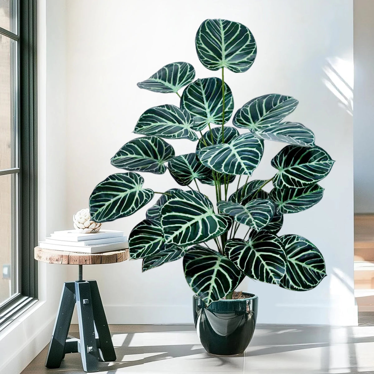 Artificial potted apple leaf plant for indoor decoration