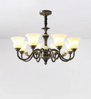 Vintage copper chandelier with frosted glass lampshade