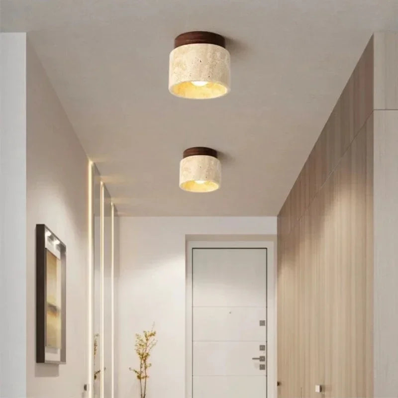 Minimalist stone ceiling light for a calming atmosphere - vue 4 sur 9