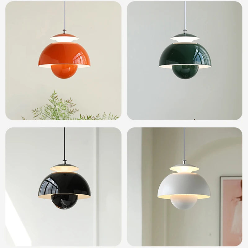 Modern Nordic Danish designer LED pendant light flower bud decor art hanging chandelier for home, bedroom, kitchen, bedside - vue 6 sur 10