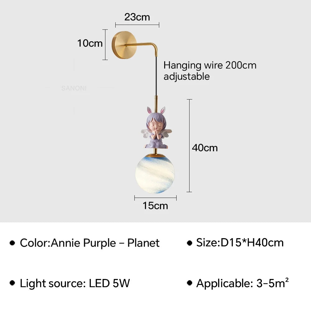 Led wall light moon and planet design for interior decoration