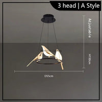 Led chandelier bird art loft original design decoration