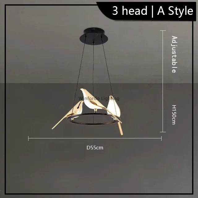 Led chandelier bird art loft original design decoration