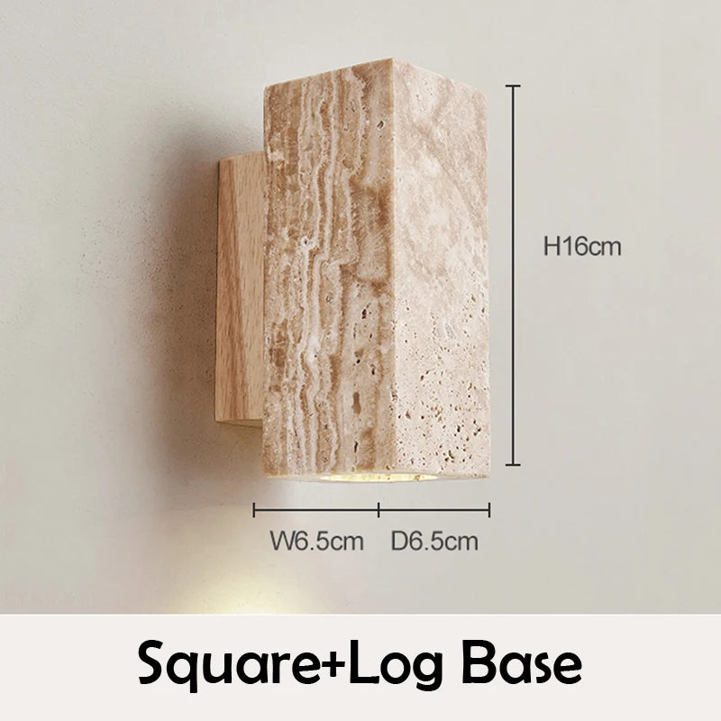 Wabi sabi travertine LED wall light with marble effect - vue 8 sur 12