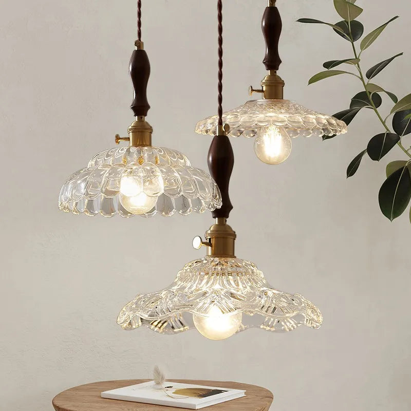 Nordic rustic glass pendant light with LED switch